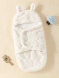 SHEIN 1pc Newborn Rabbit Ear Double-layer Plush Baby Swaddle Blanket