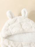 SHEIN 1pc Newborn Rabbit Ear Double-layer Plush Baby Swaddle Blanket