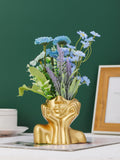 SHEIN Nordic Style Golden Face Shape Flower Vase