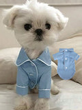 SHEIN 1pc Pet Pajamas Knitted Clothes For Small Dogs, Chihuahua, Teddy, Pomeranian, With Cute Cup Print