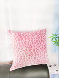 SHEIN 1pc Pink Leopard Pattern Cushion Cover Without Filler, Soft Stretchy Throw Pillow Cover For Household