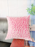 SHEIN 1pc Pink Leopard Pattern Cushion Cover Without Filler, Soft Stretchy Throw Pillow Cover For Household