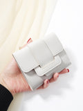 SHEIN 1pc White Belt Design Decoration PU Portable Triple Fold Flap, With Multiple Card Slots