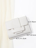 SHEIN 1pc White Belt Design Decoration PU Portable Triple Fold Flap, With Multiple Card Slots