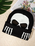 SHEIN 1pc Women Cartoon Skull Pattern Fashion Beanie Hat For Winter