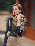 SHEIN 1pc Women's Multicolor Plaid Tassel Design Faux Cashmere Warm Fashion Poncho Scarf, Plus Size Suitable For Daily Use