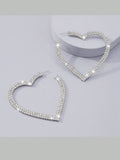 SHEIN 2pcs Copper Material Luxury Heart Shaped Earrings For Valentine's Day