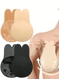 SHEIN 2pcs Reusable Rabbit Ear Nipple Covers, Invisible Silicone