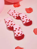 SHEIN 4pcs Heart Pattern Pet Socks