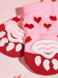 SHEIN 4pcs Heart Pattern Pet Socks