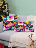 SHEIN Abstract Figure Graphic Cushion Cover Without Filler, Modern Fabric Decorative Square Cushion Cover For Bed, Sofa