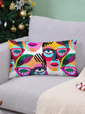 SHEIN Abstract Figure Graphic Cushion Cover Without Filler, Modern Fabric Decorative Square Cushion Cover For Bed, Sofa