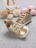 SHEIN Baby Girls Lace Up Plaid Embossed Skate Shoes For Outdoor