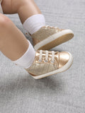 SHEIN Baby Girls Lace Up Plaid Embossed Skate Shoes For Outdoor
