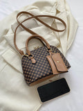 SHEIN Bow Decor 2pcs/Set Fashionable Solid Color Geometric Pattern Handbag