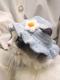 SHEIN Crochet Pet Blue Sunflower Hat