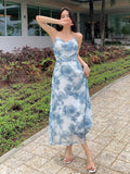 SHEIN DAZY Floral Print Draped Collar Cami Dress