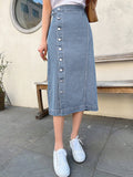SHEIN DAZY High Waist Button Front Denim Skirt