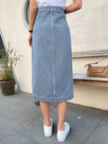 SHEIN DAZY High Waist Button Front Denim Skirt