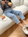SHEIN DAZY High Waist Straight Leg Cropped Jeans