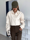 SHEIN DAZY Kpop Button Front PU Crop Jacket