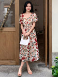 SHEIN DAZY Kpop Floral Print Puff Sleeve Dress