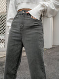 SHEIN DAZY Kpop High Waist Slant Pockets Straight Leg Jeans