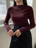 SHEIN DAZY Kpop Mock Neck Ribbed Knit Sweater