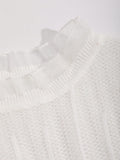 SHEIN DAZY Solid Frill Trim Ribbed Knit Sweater