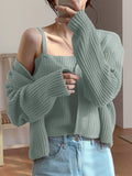 SHEIN DAZY Solid Ribbed Cami Knit Top & Drop Shoulder Duster Cardigan