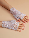 SHEIN Floral Embroidered Fingerless Gloves