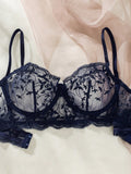 SHEIN Floral Embroidery Mesh Underwire Lingerie Set
