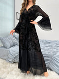 SHEIN Floral Mesh Belted Robe