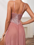 SHEIN Knot Detail Split Thigh Lace Slip Dress