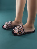 SHEIN Leopard Pattern Fuzzy Bedroom Slippers