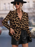 SHEIN Leopard Print Puff Sleeve Shirt