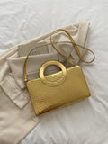 SHEIN Lightweight,Business Casual Metallic Crocodile Embossed Top Ring Square Bag