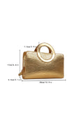 SHEIN Lightweight,Business Casual Metallic Crocodile Embossed Top Ring Square Bag