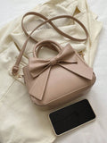 SHEIN Luxurious Bow Decor Handbag - Women's Double Handle Purse, Small Faux Leather Crossbody Bag for Fashionable Women