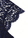 SHEIN MIUSOL Floral Lace Bodice Chiffon Ribbon Waist Maxi Formal Dress
