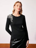 SHEIN MOTF PREMIUM BEADED EMBROIDERY TOP