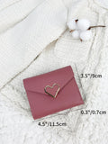 SHEIN Metal Heart Small Wallet Coin Pocket Small Purse Bifold Women Wallet Mini Lightweight Minimalist Fashion Modern