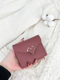 SHEIN Metal Heart Small Wallet Coin Pocket Small Purse Bifold Women Wallet Mini Lightweight Minimalist Fashion Modern