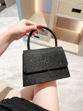 SHEIN  Mini Flap Square Bag Glitter Black Minimalist