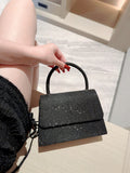 SHEIN  Mini Flap Square Bag Glitter Black Minimalist