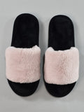 SHEIN Minimalist Fuzzy Bedroom Slippers, Slip-on Pink Fashion Solid Color Women's Indoor Slippers