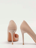 SHEIN Minimalist Point Toe Stiletto Heeled Court Pumps, Apricot Color Elegant Solid Color High Heel Shoes