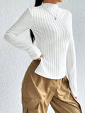 SHEIN Mock Neck Ribbed Knit Tee