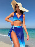 SHEIN Ombre Bikini Swimsuit With Beach Skirt
