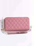 SHEIN Quilted Detail Long Wallet With Wristlet Slim Portable